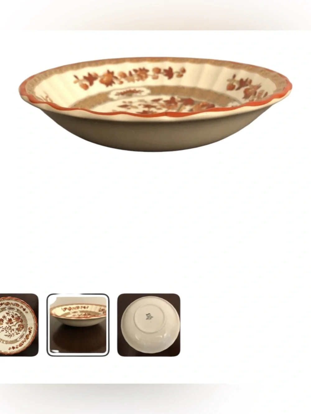 VTG India Tree (Orange,Rust,Scallop,Red Trim) by SPODE Coupe Bowl New Mark